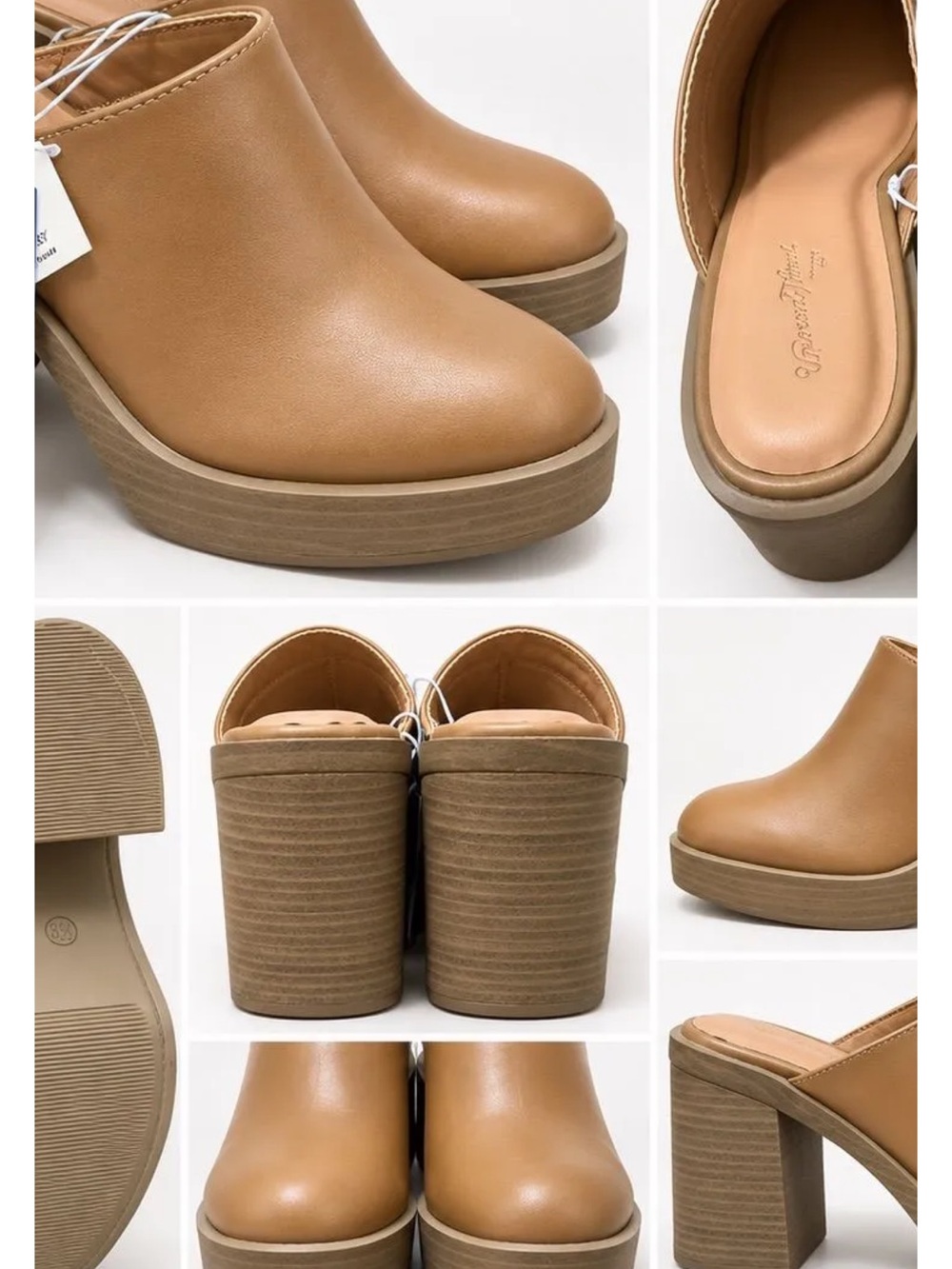 Universal Thread Tan Platform Mule Clogs Block Heel NWT Sz 8.5